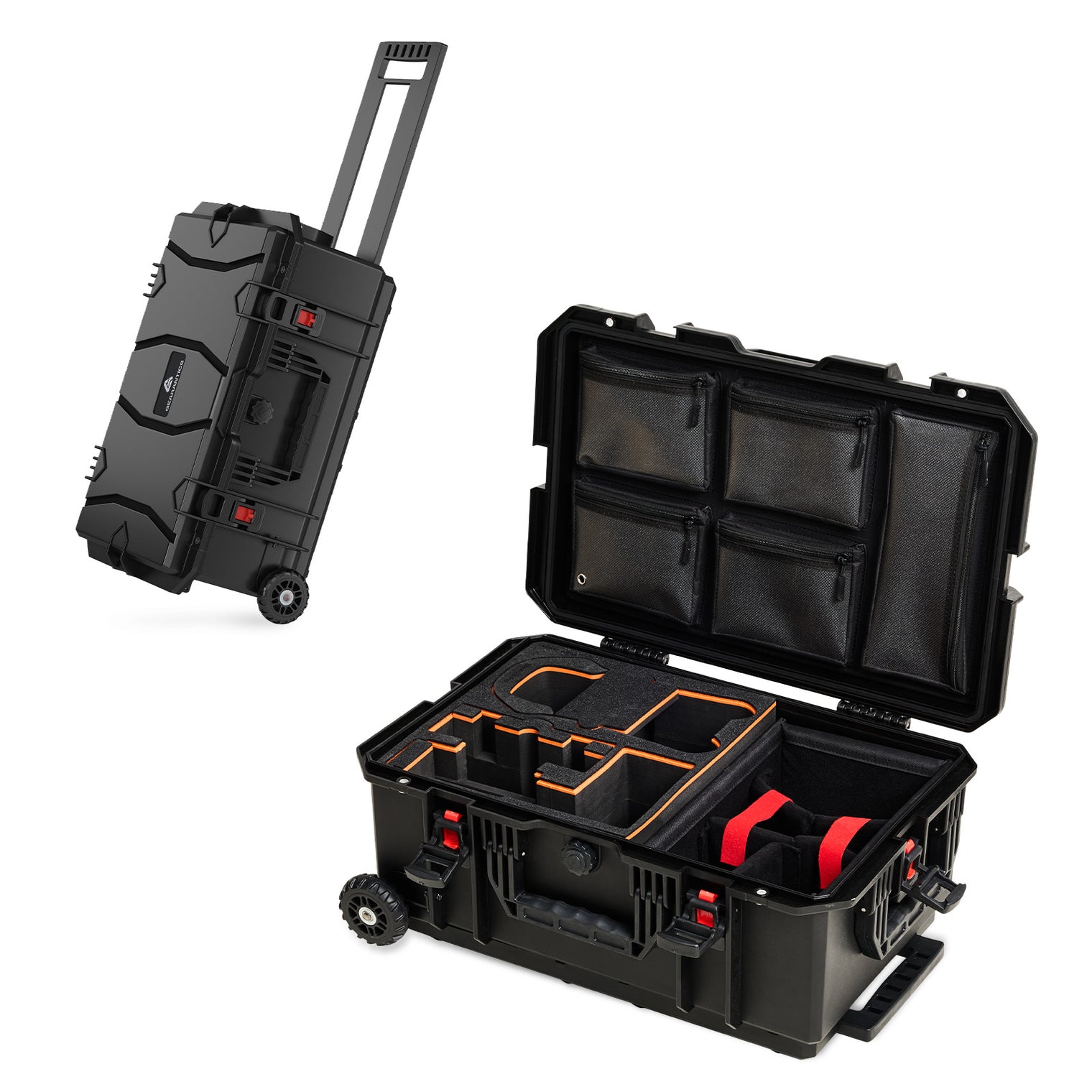 Weatherproof Hard Case for DJI Mavic 4 Pro & Mavic 3 Pro, Trolley Case with Custom-Cut EVA Foam, Wheels & Retractable Pull Handle, IP67 Waterproof Case for Camera, Drones and Gear