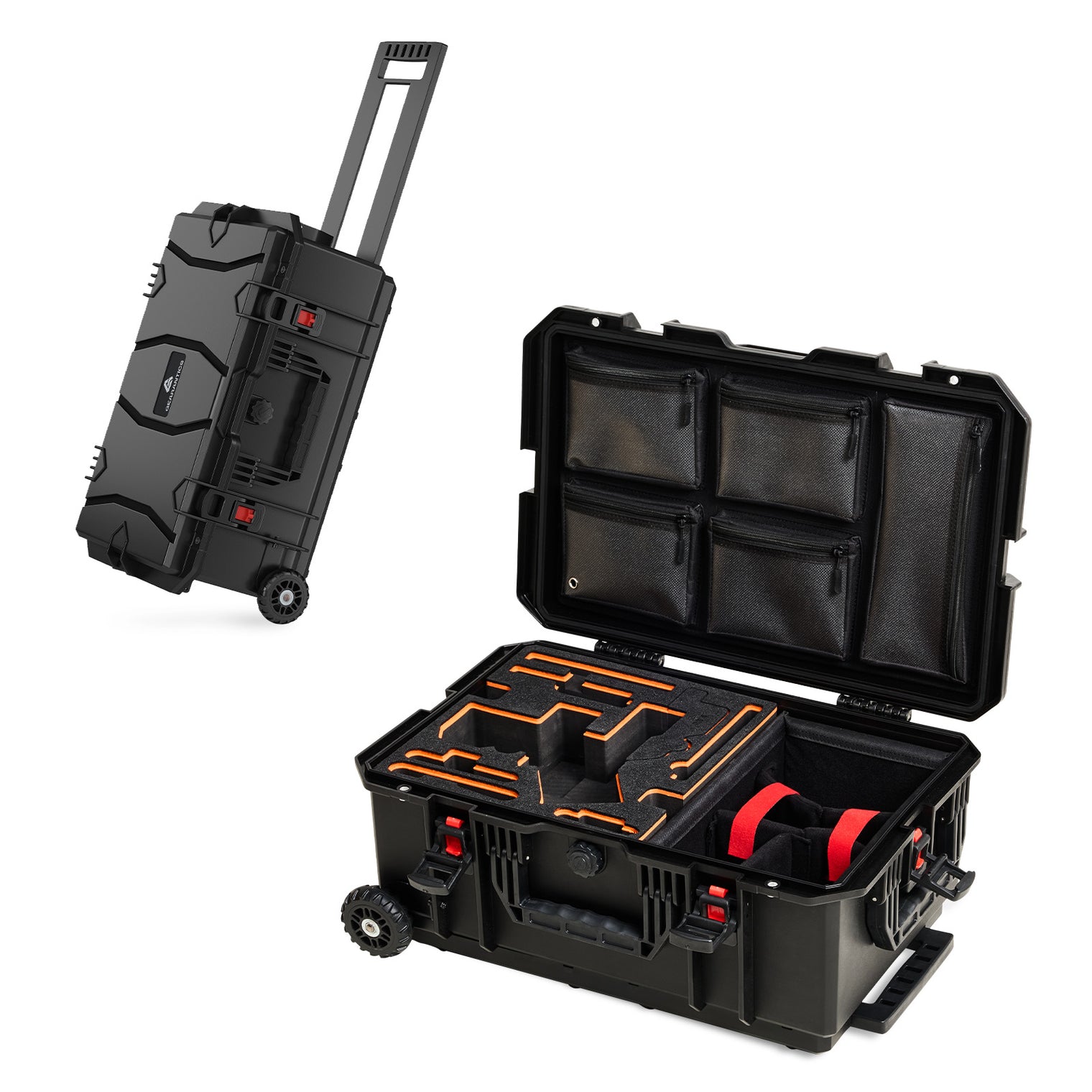 Weatherproof Hard Case for DJI Gimbal, Trolley Case with Custom-Cut EVA Foam, Wheels & Retractable Pull Handle, IP67 Waterproof Case for Camera, Drones and Gear