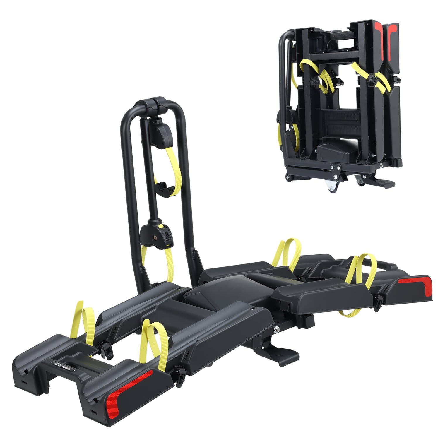 2 E-Bike Foldable Hitch Mount Rack for 2" Receiver SUV & Trucks, Up to 4'' Fat Tire, Lockable Hitch Racks for E-Bike with Ramp and Wheels, 200 LBS Capacity