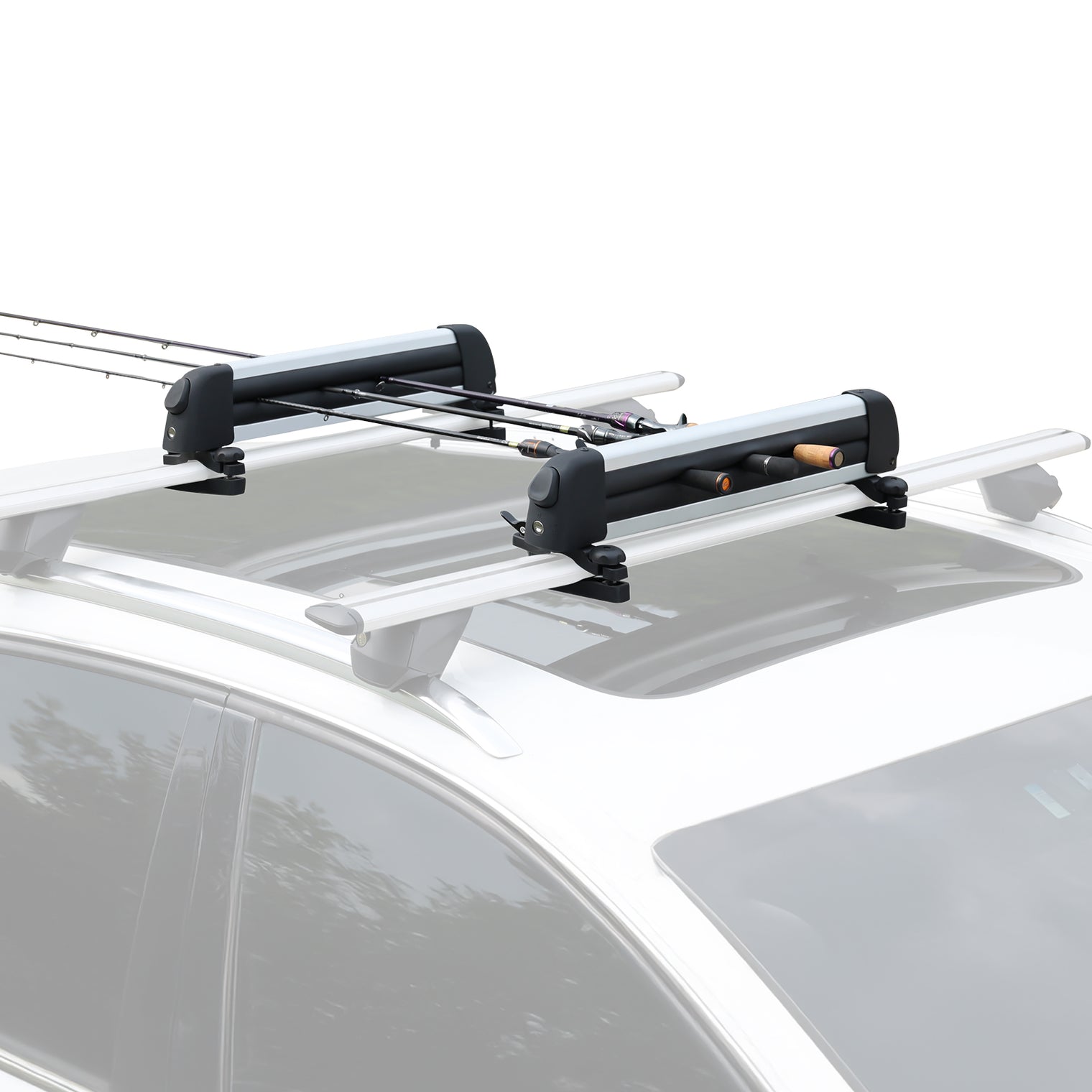 Ski and Snowboard Rack for Car Roof, with TPV Rubber Padding and Lock