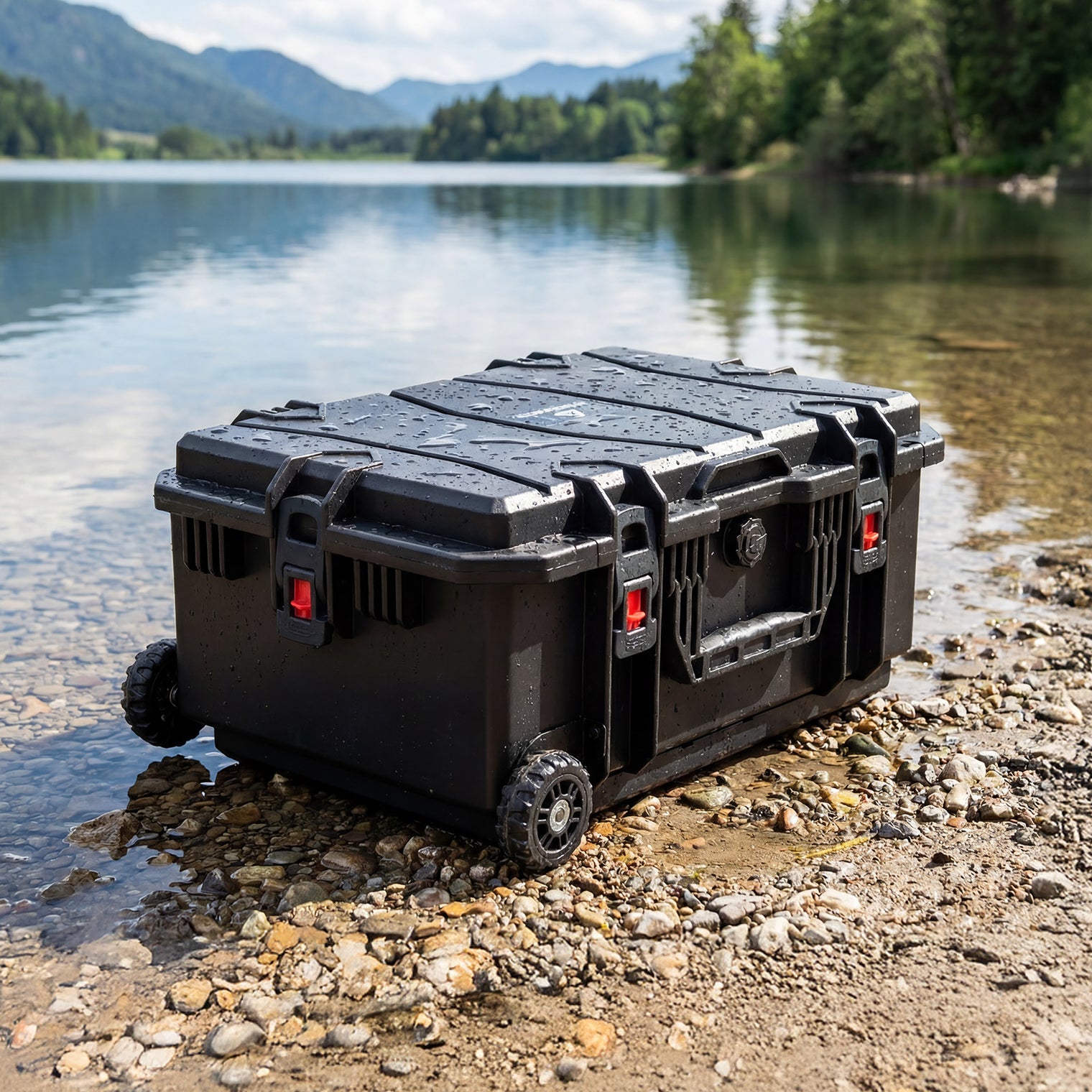 Weatherproof Hard Case, Trolley Case with Wheels, Retractable Pull Handle, Easy-Cut Grid Foam, IP67 Waterproof Case for Camera, Drones and Gear