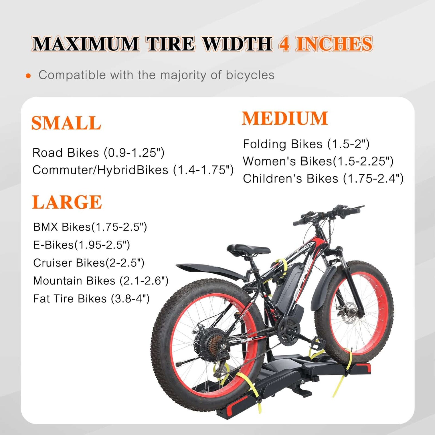 2 E-Bike Foldable Hitch Mount Rack for 2" Receiver SUV & Trucks, Up to 4'' Fat Tire, Lockable Hitch Racks for E-Bike with Ramp and Wheels, 200 LBS Capacity