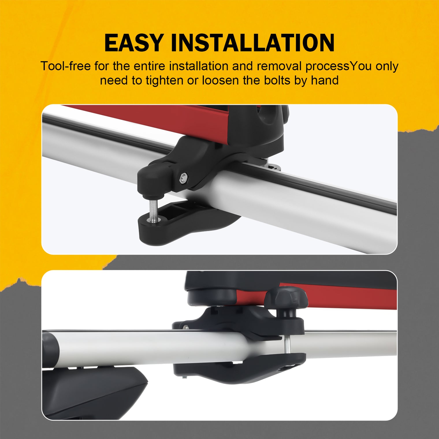 16.3 Inch Ski and Snowboard Rack for Car Roof, with TPV Rubber Padding and Lock, Fit 2 Pairs of Skis or 2 Snowboards