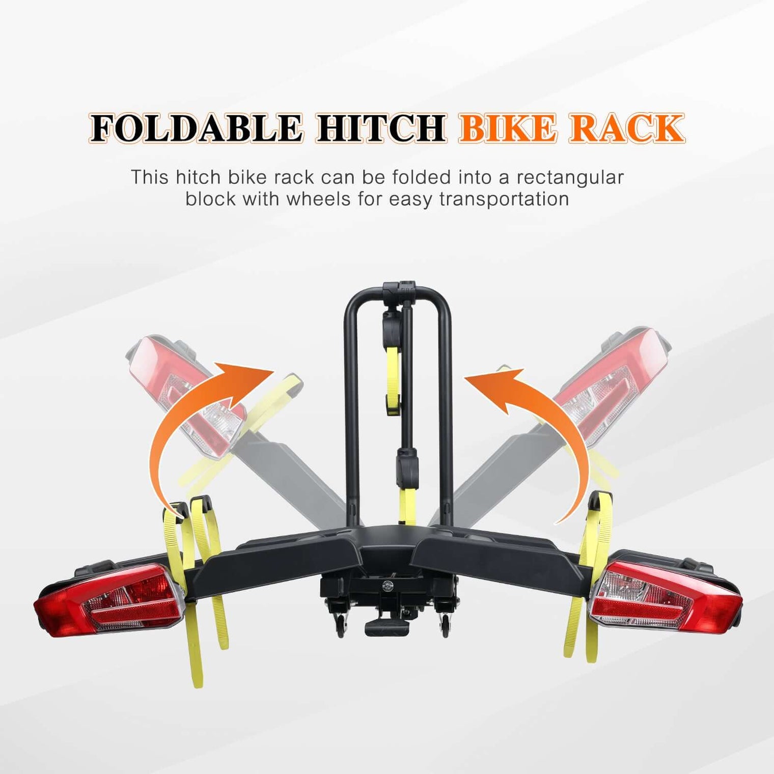 2 E-Bike Foldable Hitch Mount Rack with Light for 2" Receiver SUV & Trucks, Up to 4'' Fat Tire, Lockable Hitch Racks for E-Bike with Ramp and Wheels, 200 LBS Capacity