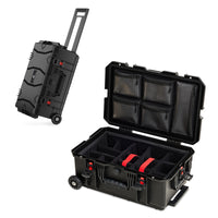 Weatherproof Hard Case, Trolley Case with Wheels, Retractable Pull Handle, IP67 Waterproof Case for Camera, Drones and Gear