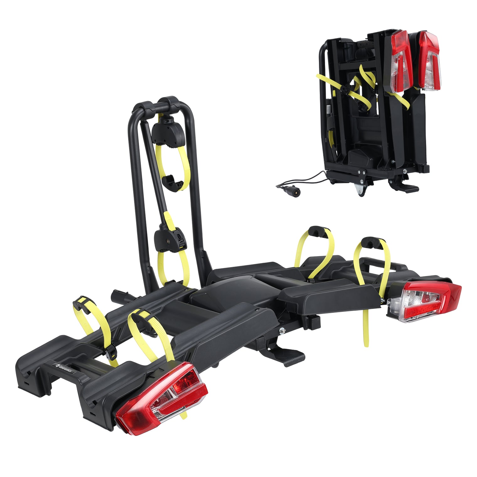 2 E-Bike Foldable Hitch Mount Rack with Light for 2" Receiver SUV & Trucks, Up to 4'' Fat Tire, Lockable Hitch Racks for E-Bike with Ramp and Wheels, 200 LBS Capacity