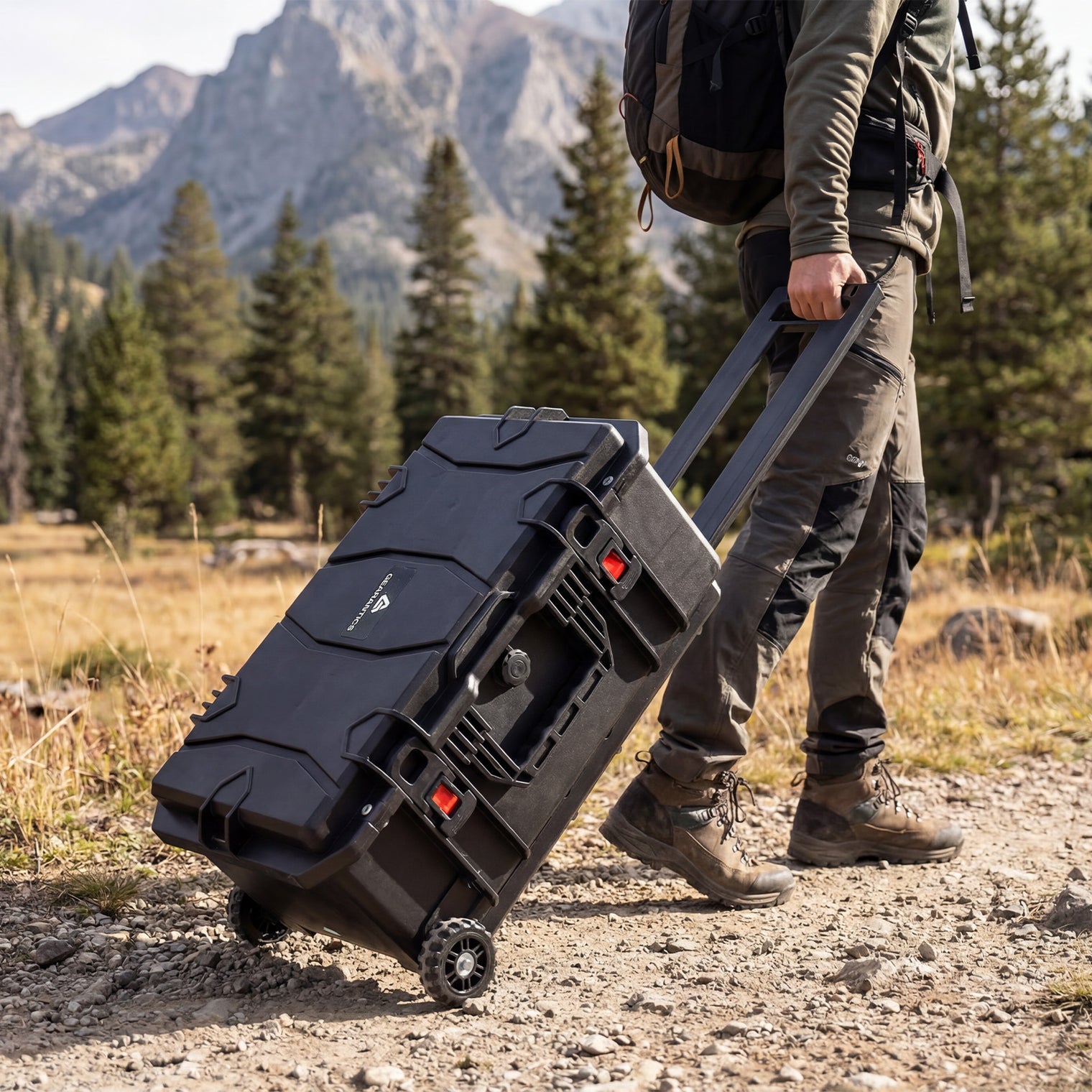 Weatherproof Hard Case for DJI Mavic 4 Pro & Mavic 3 Pro, Trolley Case with Custom-Cut EVA Foam, Wheels & Retractable Pull Handle, IP67 Waterproof Case for Camera, Drones and Gear