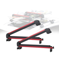 24.3 Inch Ski and Snowboard Rack for Car Roof, with TPV Rubber Padding and Lock, Fit 4 Pairs of Skis or 4 Snowboards