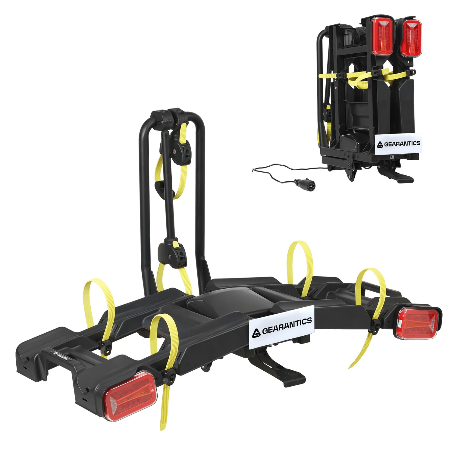 2 E-Bike Foldable Hitch Mount Rack with Light for 2" Receiver SUV & Trucks, Up to 4'' Fat Tire, Lockable Hitch Racks for E-Bike with Ramp and Wheels, 200 LBS Capacity