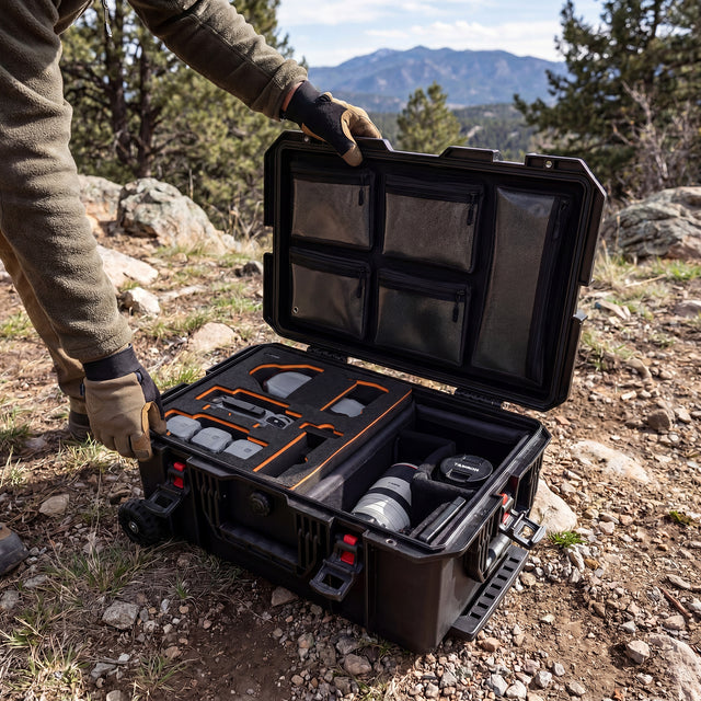 Weatherproof Hard Case for DJI Air 3S & Air 2S, Trolley Case with Custom-Cut EVA Foam, Wheels & Retractable Pull Handle, IP67 Waterproof Case for Camera, Drones and Gear
