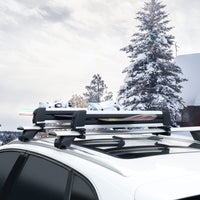 Ski and Snowboard Rack for Car Roof, with TPV Rubber Padding and Lock