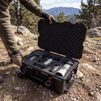 Weatherproof Hard Case, Trolley Case with Wheels, Retractable Pull Handle, Easy-Cut Grid Foam, IP67 Waterproof Case for Camera, Drones and Gear