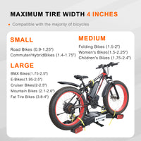 2 E-Bike Foldable Hitch Mount Rack with Light for 2" Receiver SUV & Trucks, Up to 4'' Fat Tire, Lockable Hitch Racks for E-Bike with Ramp and Wheels, 200 LBS Capacity