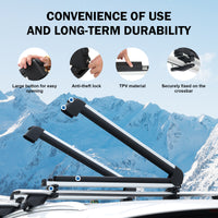 Ski and Snowboard Rack for Car Roof, with TPV Rubber Padding and Lock