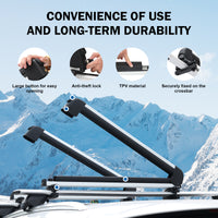Ski and Snowboard Rack for Car Roof, with TPV Rubber Padding and Lock