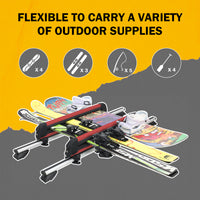 24.3 Inch Ski and Snowboard Rack for Car Roof, with TPV Rubber Padding and Lock, Fit 4 Pairs of Skis or 4 Snowboards