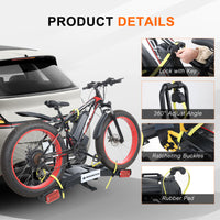 2 E-Bike Foldable Hitch Mount Rack with Light for 2" Receiver SUV & Trucks, Up to 4'' Fat Tire, Lockable Hitch Racks for E-Bike with Ramp and Wheels, 200 LBS Capacity