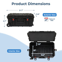 Weatherproof Hard Case, Trolley Case with Wheels, Retractable Pull Handle, Easy-Cut Grid Foam, IP67 Waterproof Case for Camera, Drones and Gear
