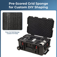 Weatherproof Hard Case, Trolley Case with Wheels, Retractable Pull Handle, Easy-Cut Grid Foam, IP67 Waterproof Case for Camera, Drones and Gear