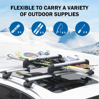 Ski and Snowboard Rack for Car Roof, with TPV Rubber Padding and Lock