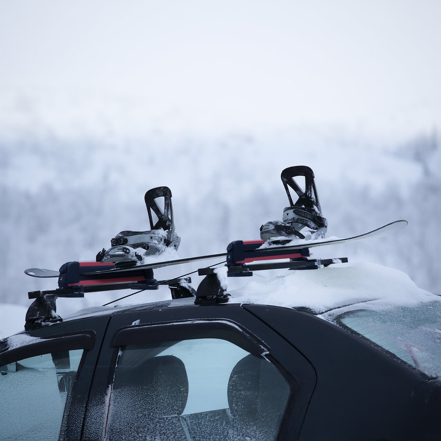 Ski and Snowboard Rack for Car Roof, with TPV Rubber Padding and Lock