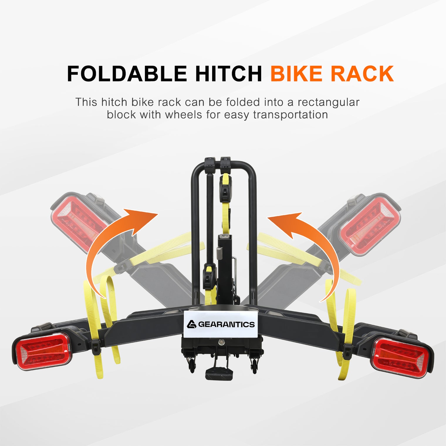 2 E-Bike Foldable Hitch Mount Rack with Light for 2" Receiver SUV & Trucks, Up to 4'' Fat Tire, Lockable Hitch Racks for E-Bike with Ramp and Wheels, 200 LBS Capacity