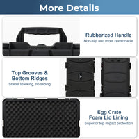 Weatherproof Hard Case, Trolley Case with Wheels, Retractable Pull Handle, Easy-Cut Grid Foam, IP67 Waterproof Case for Camera, Drones and Gear